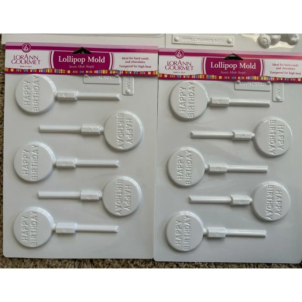 LOT 15 LorAnn Gourmet Plastic Lollipop Molds Ideal For Hard Candy & Chocolates